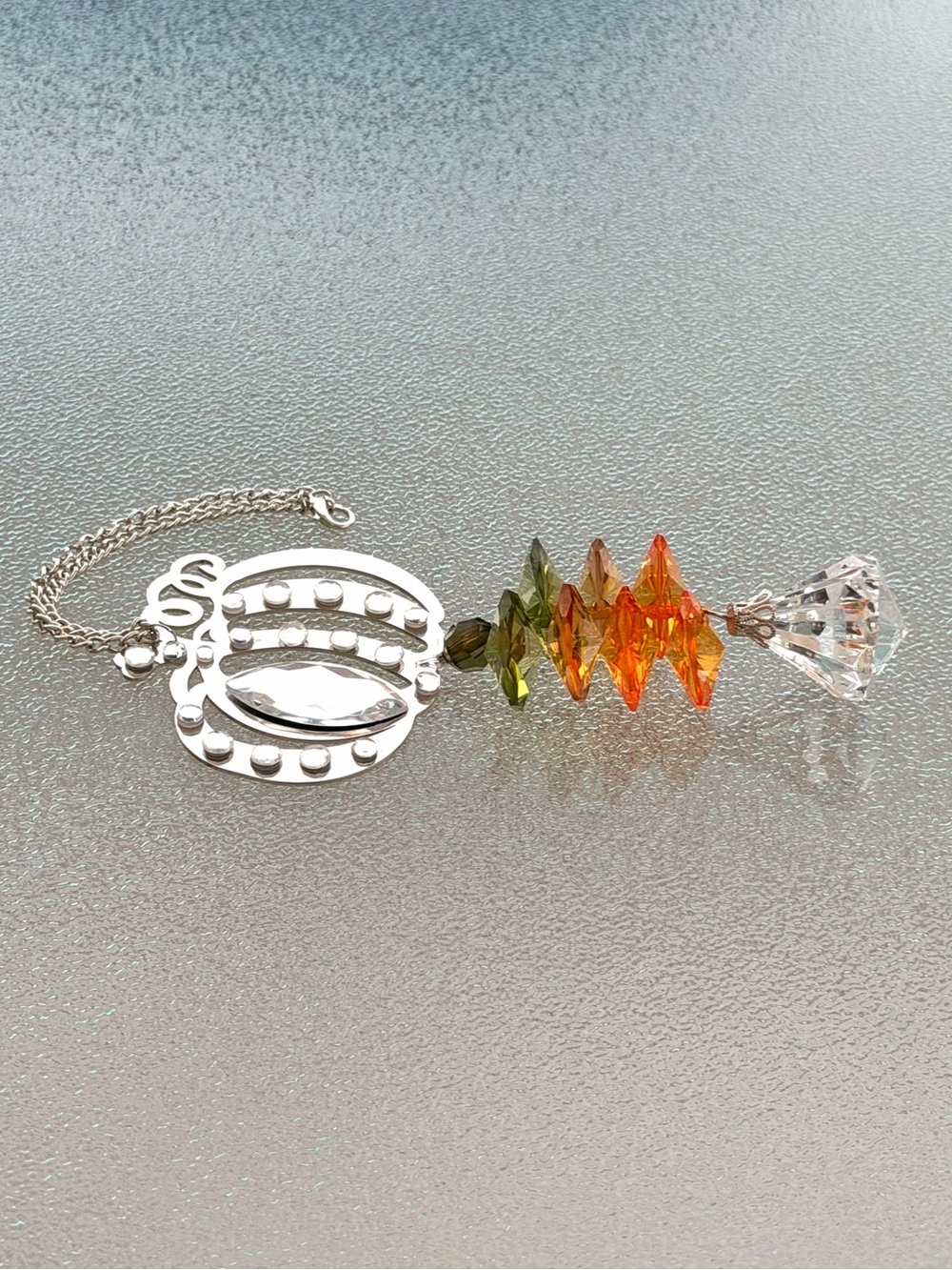 Pumpkin and Autumn Colored Prism Beads Suncatcher - Picture 4 of 7